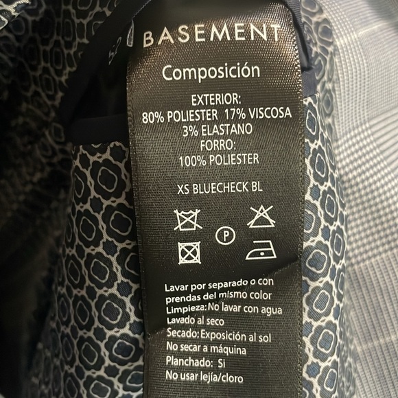 Suit set blue squares modern like new 3 times used slim fit size L pants 34X32 - Picture 7 of 8